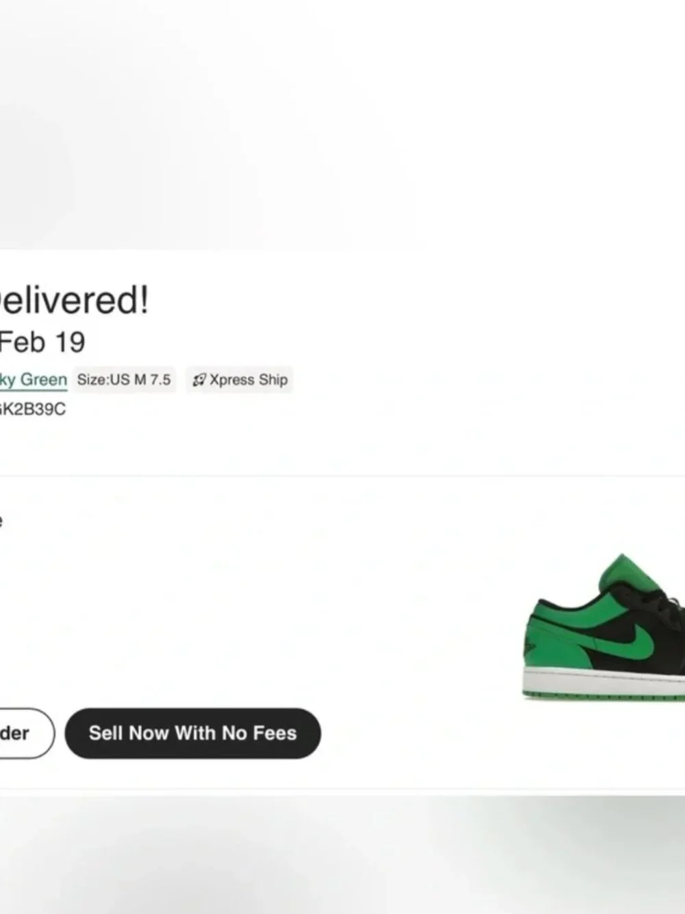 Jordan 1 Low Lucky Green Men's 7.5